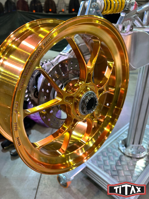 TITAX wheels fitted to a motorcycle